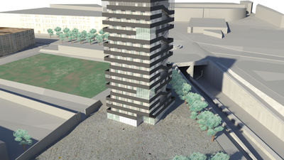 image 3D render of tower project in Barcelona