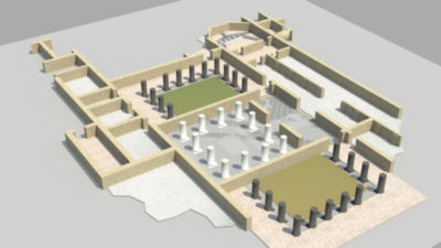 image 3D render of roman wall fortification of Lugo Spain