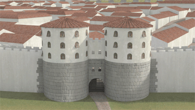 image 3D render of roman wall fortification of Lugo Spain