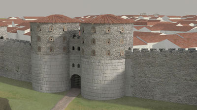 image 3D render of roman wall fortification of Lugo Spain